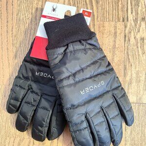 NWT SPYDER MEN'S QUILTED SNOW GLOVES XL BLACK TECH TOUCH